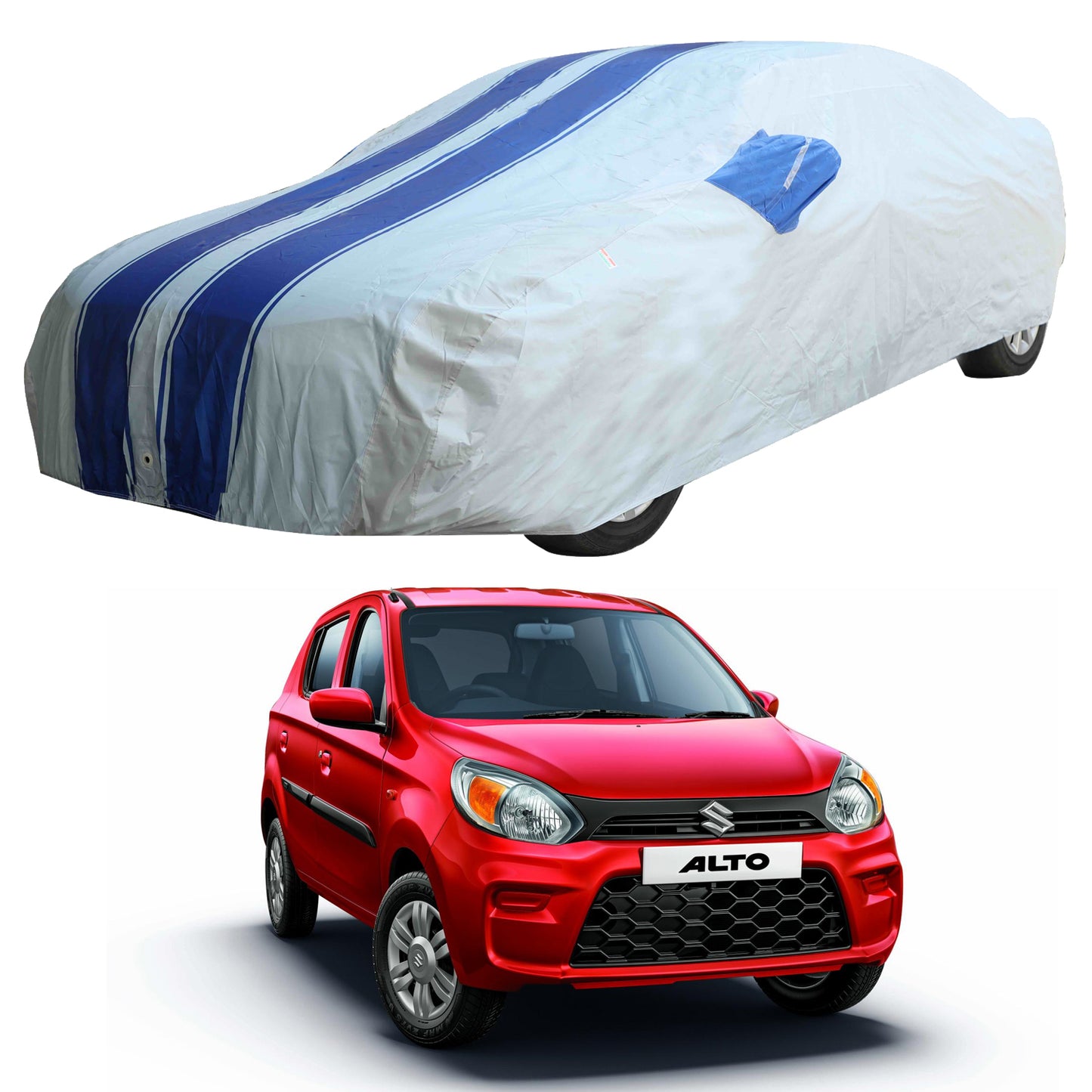 Oshotto 100% Blue dustproof and Water Resistant Car Body Cover with Mirror Pockets For Maruti Suzuki Alto