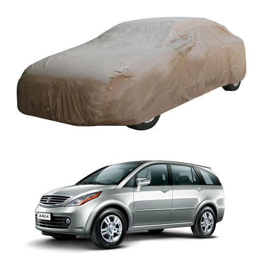 Oshotto Brown 100% Waterproof Car Body Cover with Mirror Pockets For Tata Aria