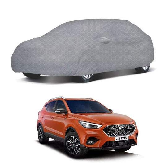 Oshotto 100% Dust Proof, Water Resistant Grey Car Body Cover with Mirror Pockets For MG Astor