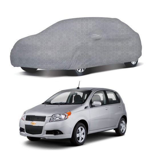 Oshotto 100% Dust Proof, Water Resistant Grey Car Body Cover with Mirror Pocket For Chevrolet Aveo