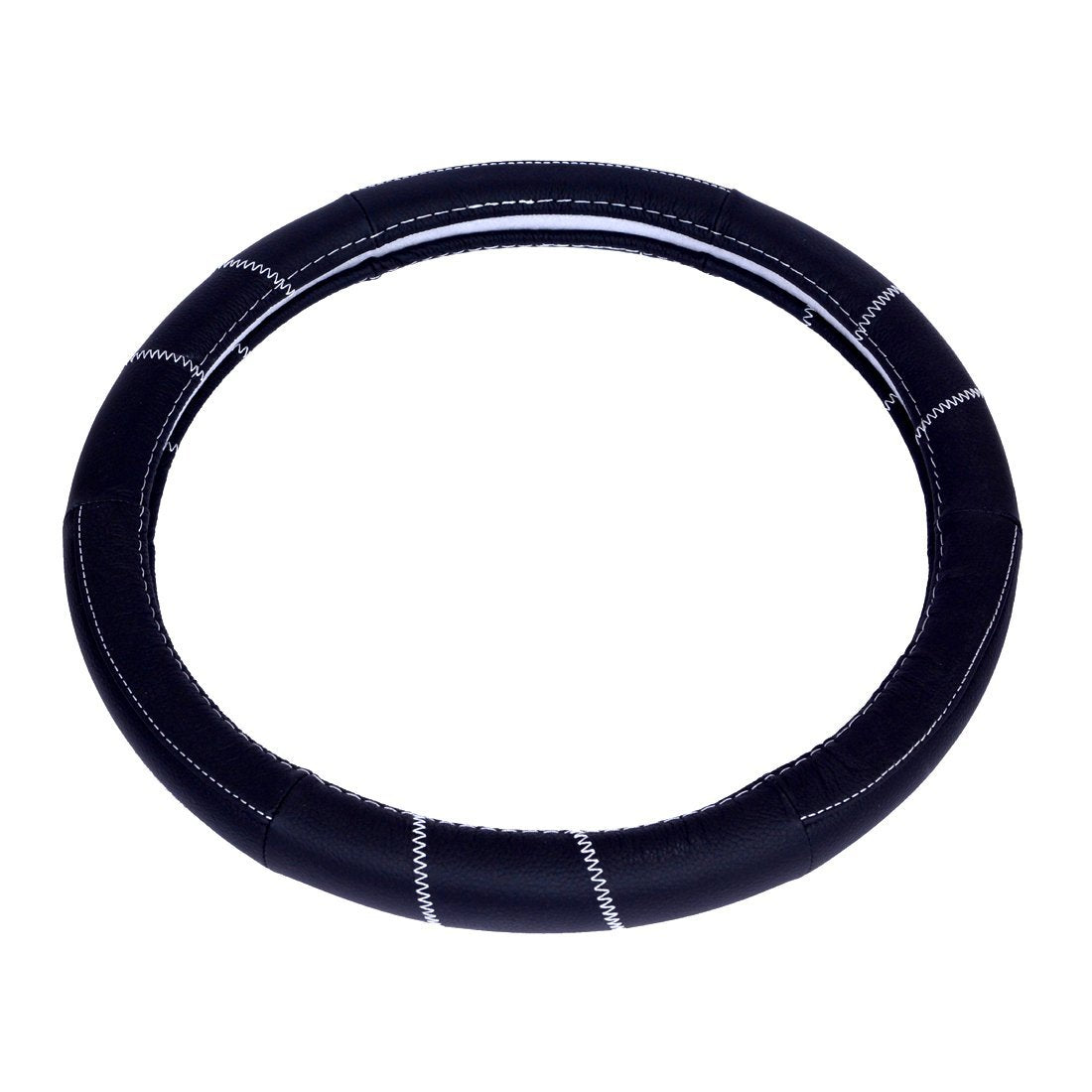 Oshotto SC-006 Leather Car Steering Cover (Black,Medium)