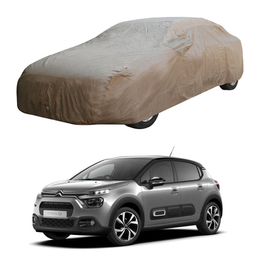 Oshotto Brown 100% Waterproof Car Body Cover with Mirror Pockets For Citroen C3