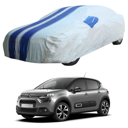 Oshotto 100% Blue dustproof and Water Resistant Car Body Cover with Mirror Pockets For Citroen C3