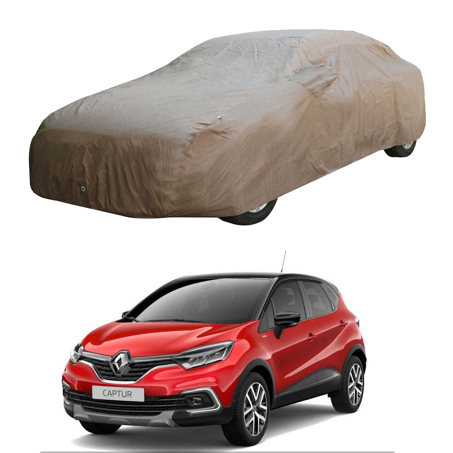 Oshotto Brown 100% Waterproof Car Body Cover with Mirror Pockets For Renault Captur