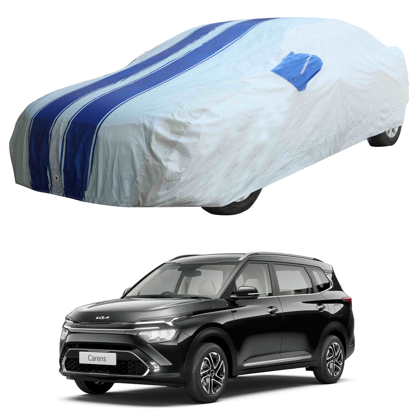 Oshotto 100% Blue dustproof and Water Resistant Car Body Cover with Mirror Pockets For KIA Carens