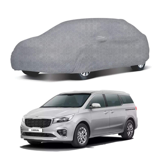 Oshotto 100% Dust Proof, Water Resistant Grey Car Body Cover with Mirror Pocket For KIA Carnival