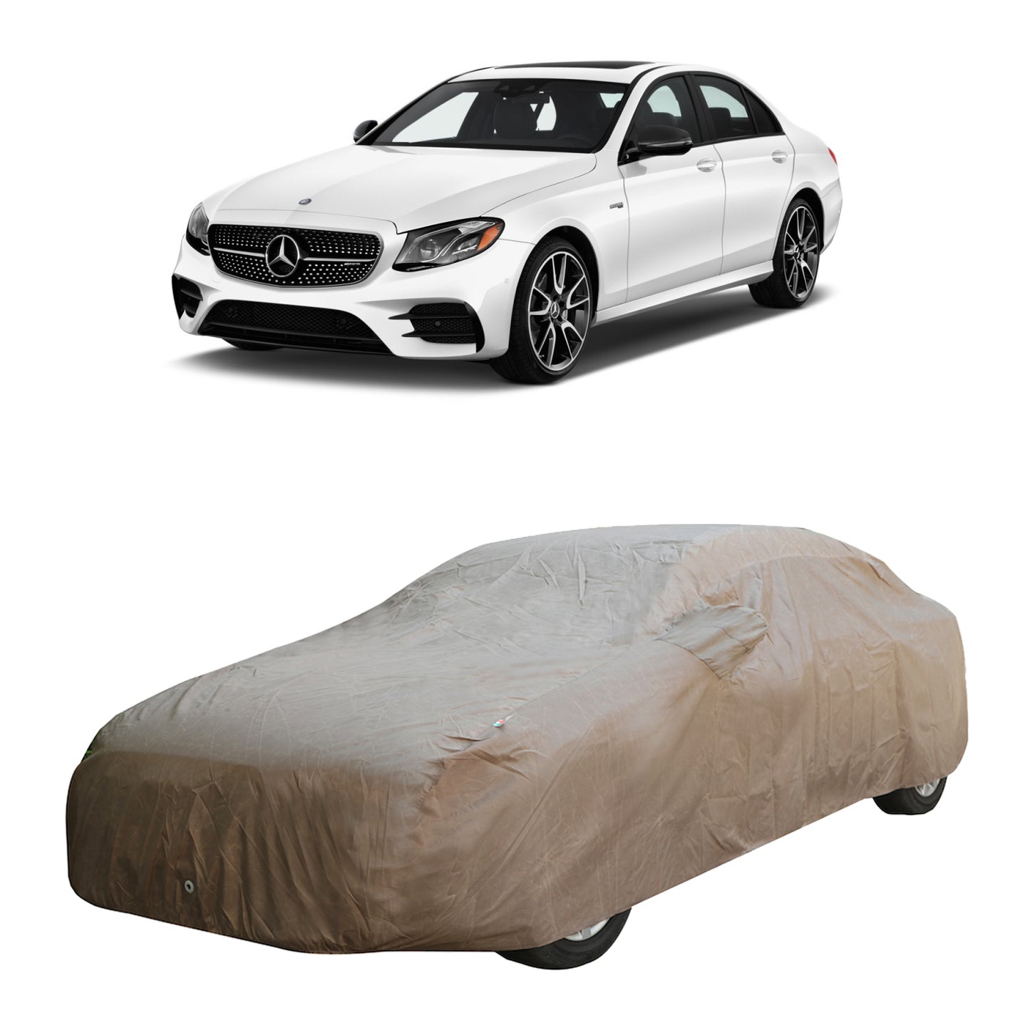 Oshotto Brown 100% Waterproof Car Body Cover with Mirror Pockets For Mercedes Benz E-Class 2017-2023