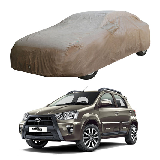 Oshotto Brown 100% Waterproof Car Body Cover with Mirror Pockets For Toyota Etios Cross