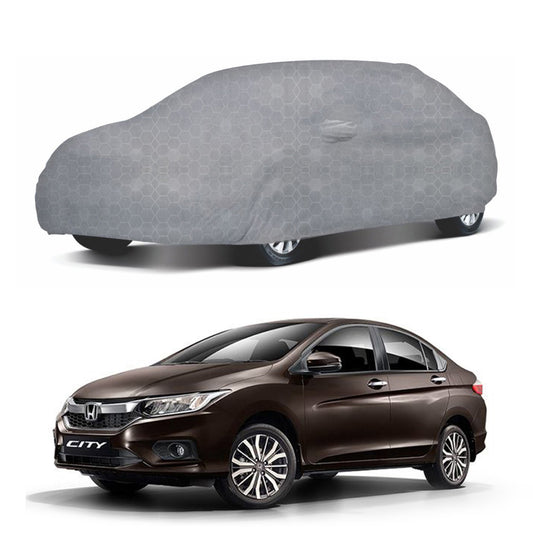 Oshotto 100% Dust Proof, Water Resistant Grey Car Body Cover with Mirror Pocket For Honda City Ivtech 2010-2023