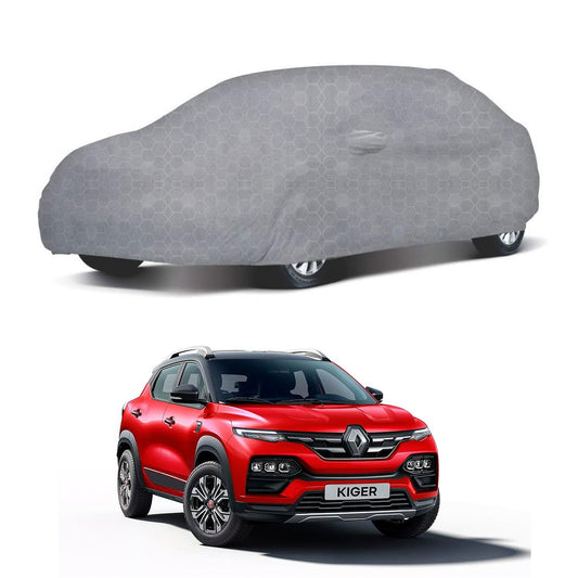 Oshotto 100% Dust Proof, Water Resistant Grey Car Body Cover with Mirror Pockets For Renault Kiger