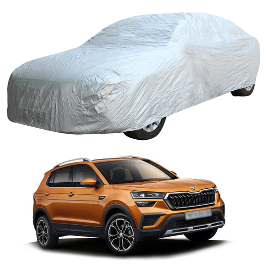 Oshotto Silvertech Car Body Cover (Without Mirror Pocket) For Skoda Kushaq (Silver)