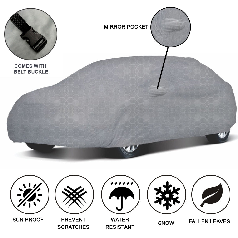 Oshotto 100% Dust Proof, Water Resistant Grey Car Body Cover with Mirror Pocket For Mercedes Benz A-Class Limousine 200