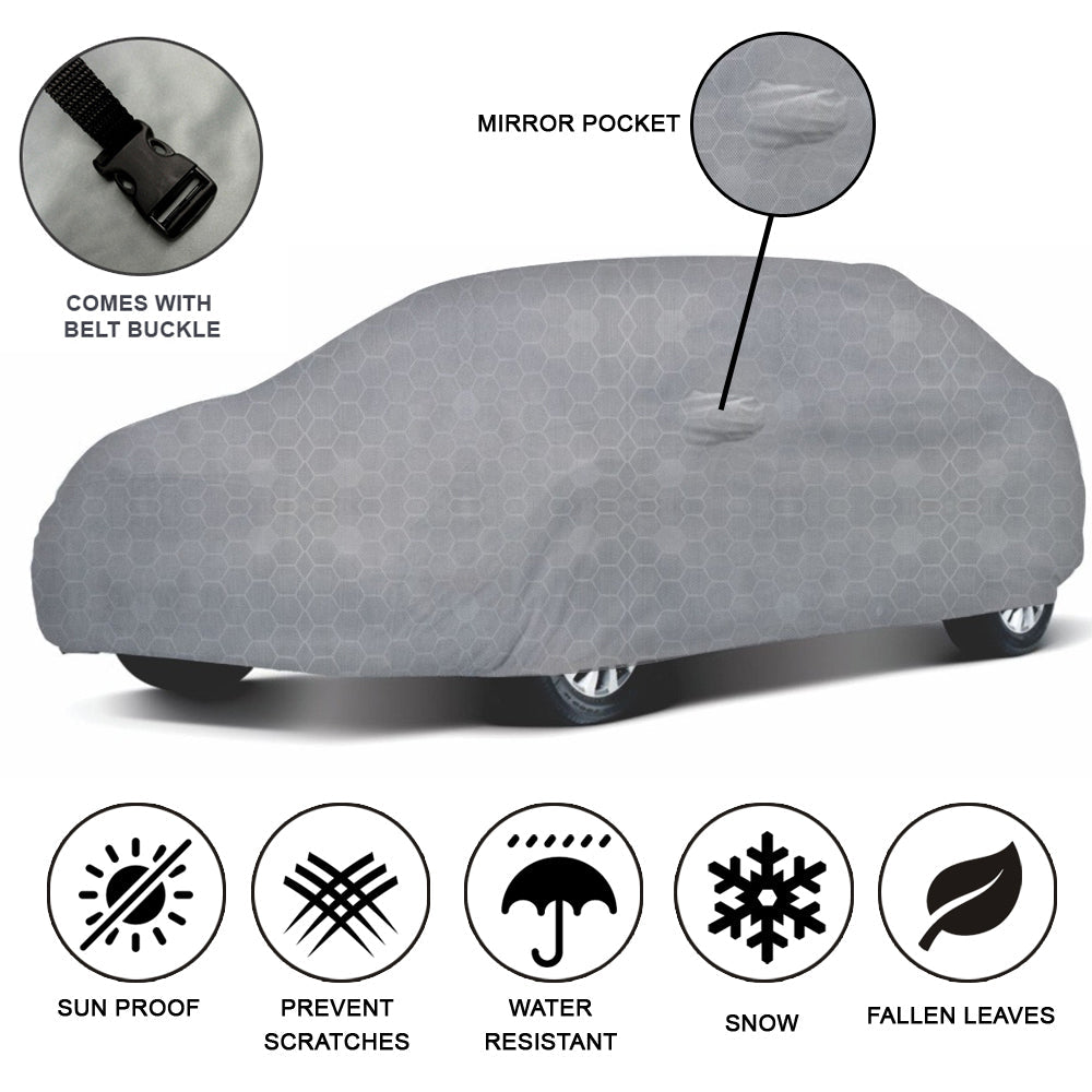 Oshotto 100% Dust Proof, Water Resistant Grey Car Body Cover with Mirror Pocket For Hyundai i20 (2008-2012) Model