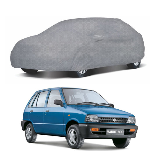 Oshotto 100% Dust Proof, Water Resistant Grey Car Body Cover with Mirror Pocket For Maruti Suzuki 800