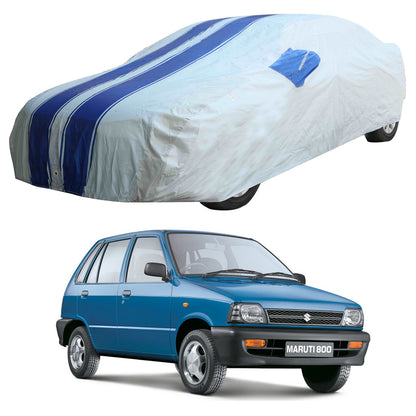 Oshotto 100% Blue dustproof and Water Resistant Car Body Cover with Mirror Pockets For Maruti Suzuki 800