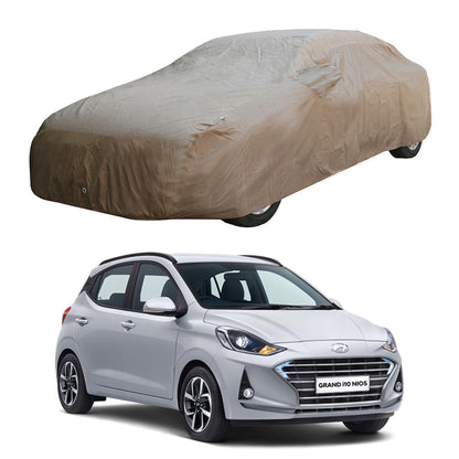 Oshotto Brown 100% Waterproof Car Body Cover with Mirror Pockets For Hyundai i10 Nios