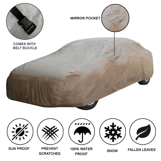 Oshotto Brown 100% Waterproof Car Body Cover with Mirror Pockets For Renault Triber