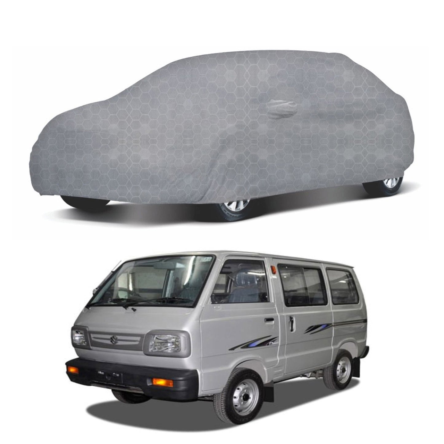 Oshotto 100% Dust Proof, Water Resistant Grey Car Body Cover with Mirror Pocket For Maruti Suzuki Omni