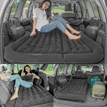 Oshotto Multifunctional Car Inflatable Bed Air Mattress SUV Car Travel Outdoor Camping mat with Two Air Pillows and Air Pump for SUV (Black)