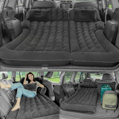 Oshotto Multifunctional Car Inflatable Bed Air Mattress SUV Car Travel Outdoor Camping mat with Two Air Pillows and Air Pump for SUV (Black)