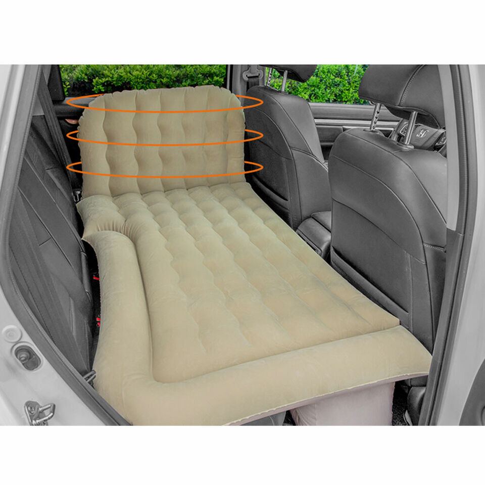 Oshotto Multifunctional Car Inflatable Bed Air Mattress SUV Car Travel Outdoor Camping mat with Two Air Pillows and Air Pump for SUV (Beige)