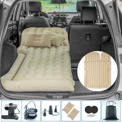 Oshotto Multifunctional Car Inflatable Bed Air Mattress SUV Car Travel Outdoor Camping mat with Two Air Pillows and Air Pump for SUV (Beige)