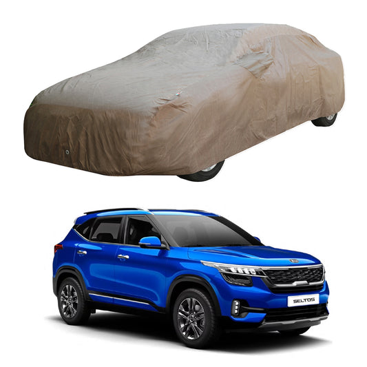 Oshotto Brown 100% Waterproof Car Body Cover with Mirror Pockets For KIA Seltos