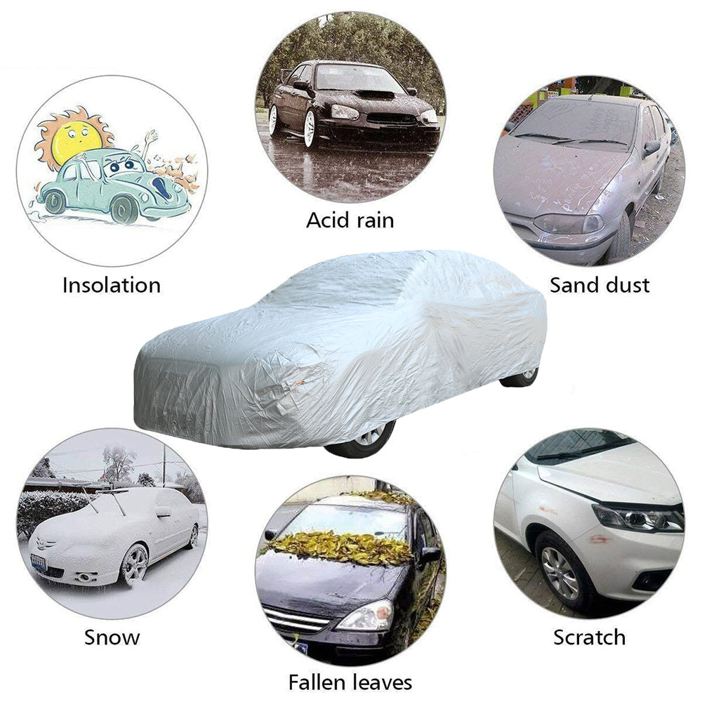 Oshotto Silvertech Car Body Cover (Without Mirror Pocket) For Toyota Qualis - Silver