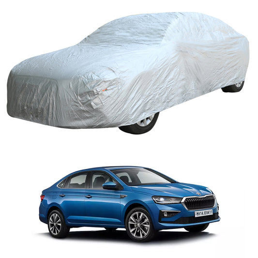 Oshotto Silvertech Car Body Cover (Without Mirror Pocket) For Skoda Slavia (Silver)