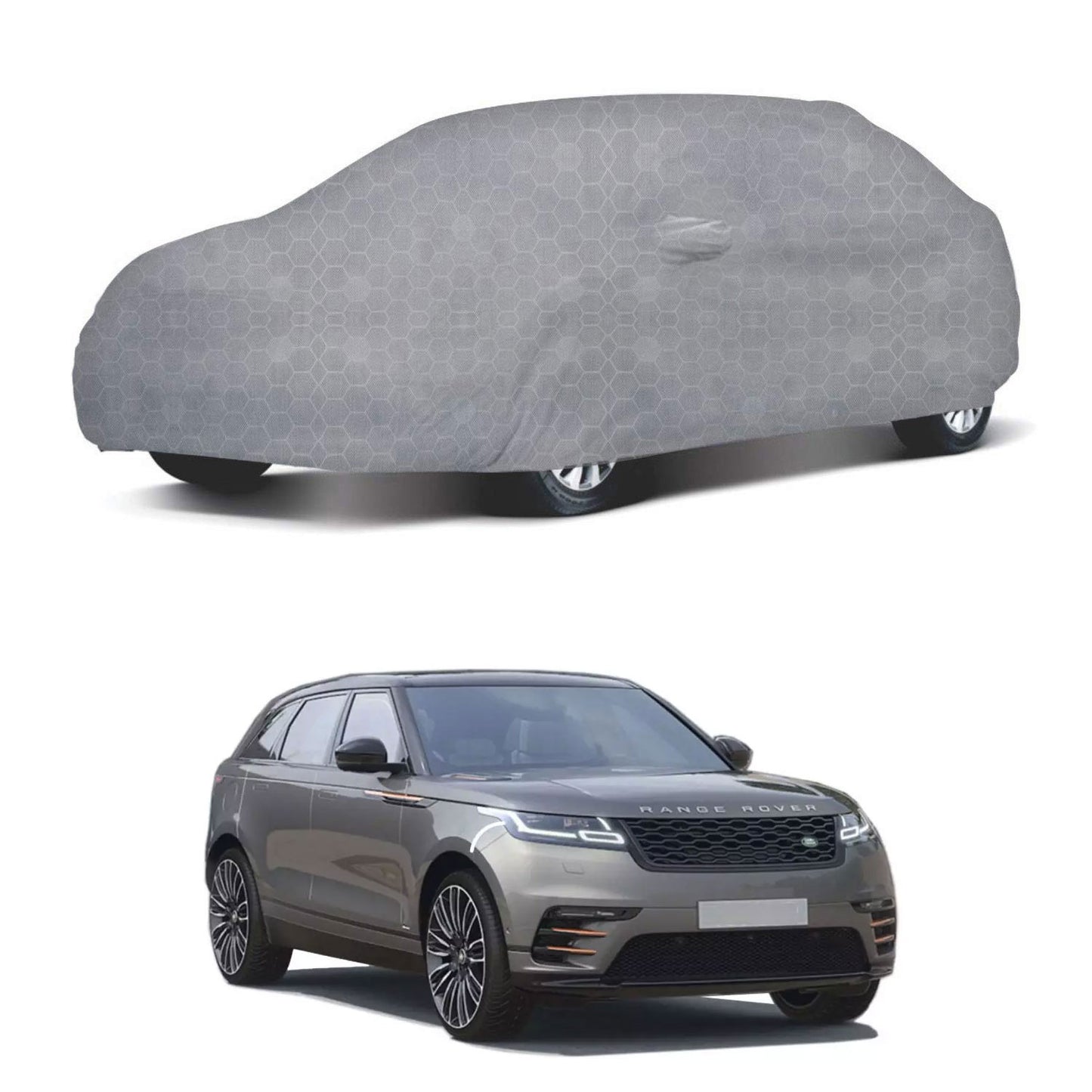 Oshotto 100% Dust Proof, Water Resistant Grey Car Body Cover with Mirror Pocket For Range Rover Velar