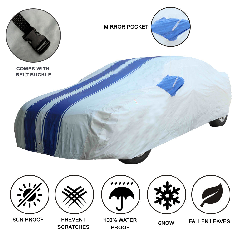 Oshotto 100% Blue dustproof and Water Resistant Car Body Cover with Mirror Pockets For Hyundai Aura