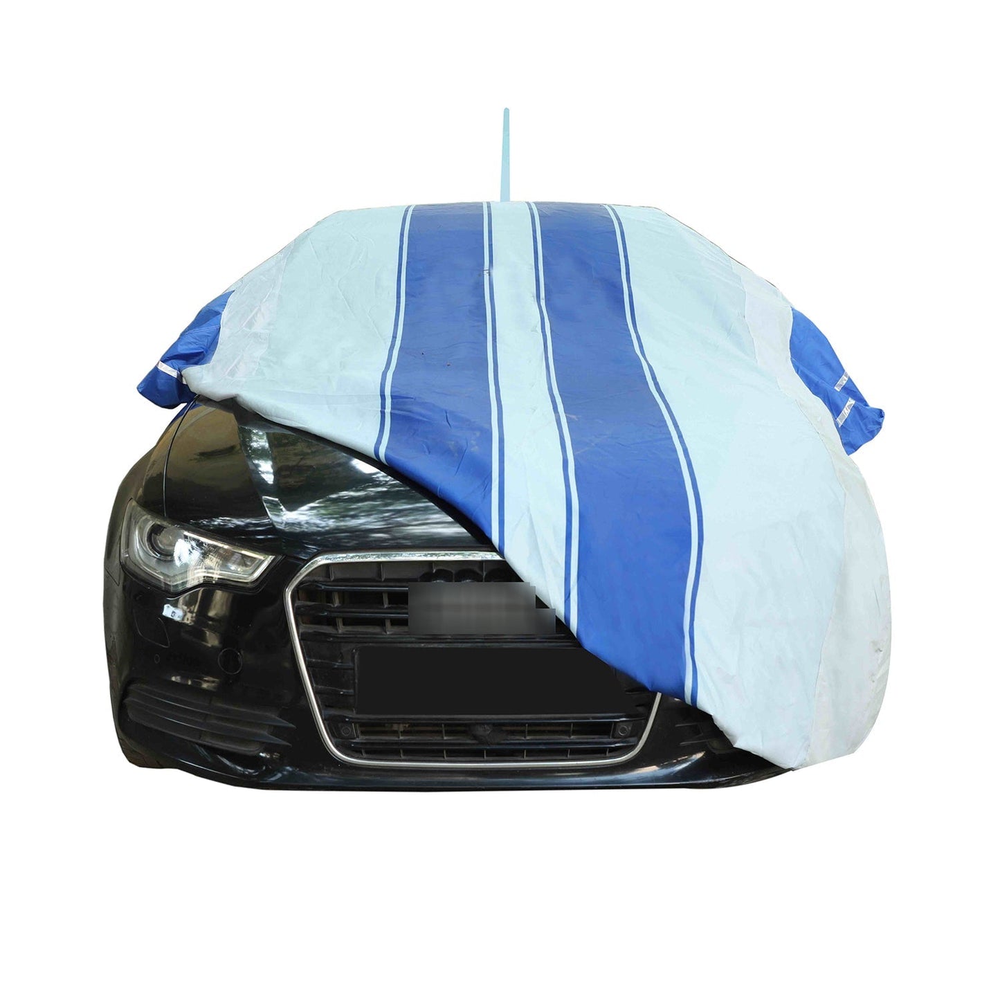 Oshotto 100% Blue dustproof and Water Resistant Car Body Cover with Mirror & Antenna Pockets For Hyundai i20 Elite/Active 2014-2023
