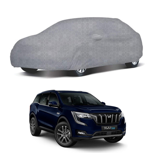 Oshotto 100% Dust Proof, Water Resistant Grey Car Body Cover with Mirror Pockets For Mahindra Xuv-700