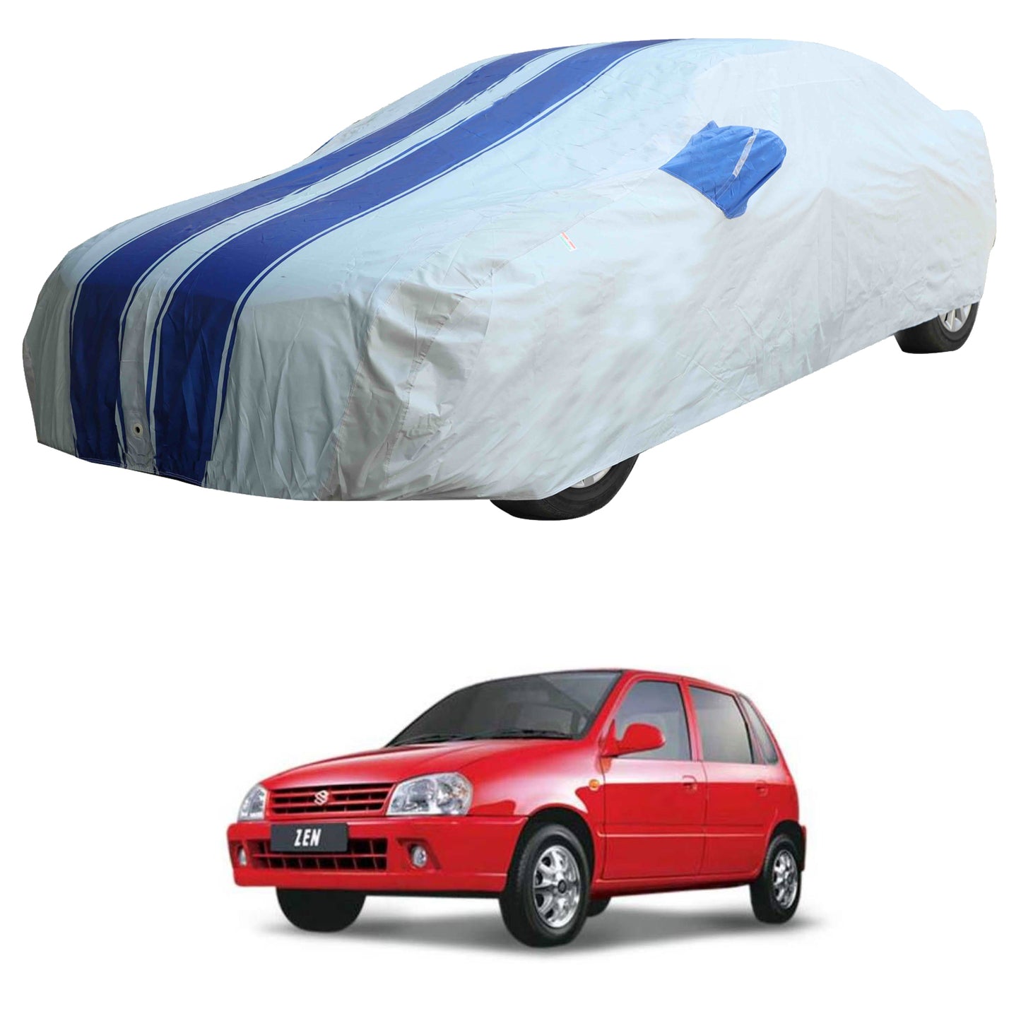 Oshotto 100% Blue dustproof and Water Resistant Car Body Cover with Mirror Pockets For Maruti Suzuki Zen