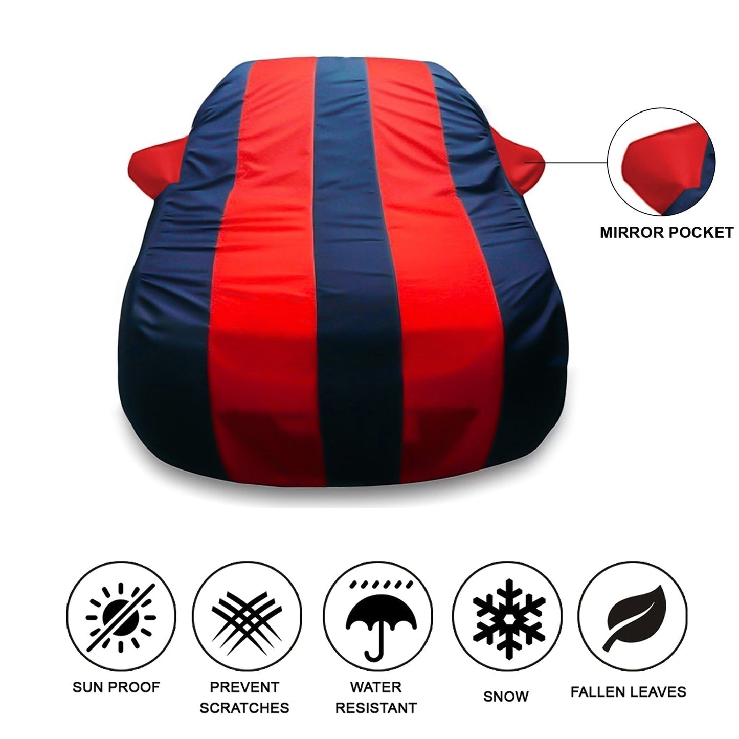 Oshotto Taffeta Car Body Cover with Mirror Pocket For Honda Amaze 2018-2023 (Red, Blue)