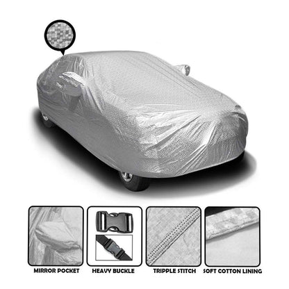 Oshotto Spyro Silver Anti Reflective, dustProof Silver and Water Proof Silver Car Body Cover with Mirror Pockets For Mahindra Kuv-100