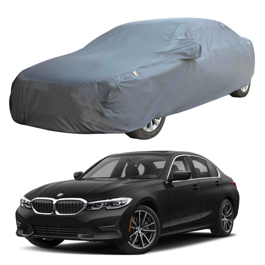 Oshotto Dark Grey 100% Anti Reflective, dustproof and Water Proof Car Body Cover with Mirror Pocket For BMW 3 Series 2020-2023