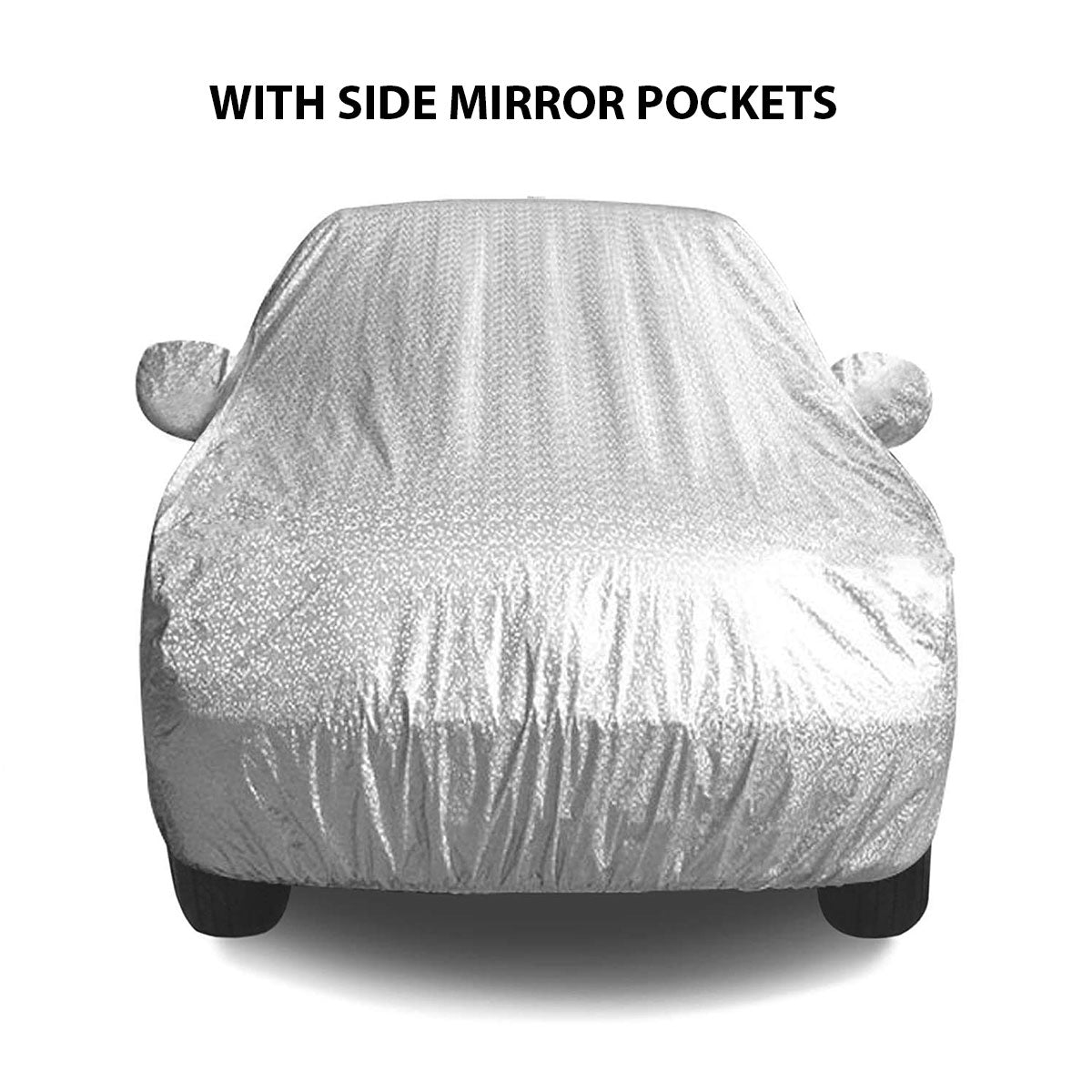 Oshotto Spyro Silver Anti Reflective, dustproof and Water Proof Car Body Cover with Mirror Pockets For Maruti Suzuki Brezza