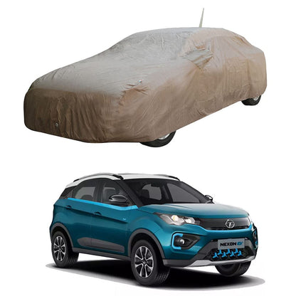 Oshotto Brown 100% Waterproof Car Body Cover with Mirror Pockets For Tata Nexon ev (with Antenna Pocket)