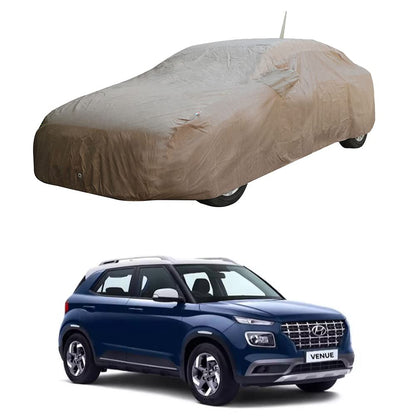 Oshotto Brown 100% Waterproof Car Body Cover with Mirror Pockets For Hyundai Venue(with Antenna Pocket)