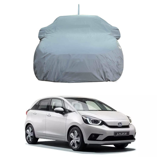Oshotto Dark Grey 100% Anti Reflective, dustproof and Water Proof Car Body Cover with Mirror Pockets For Honda Jazz(with Antenna Pocket)