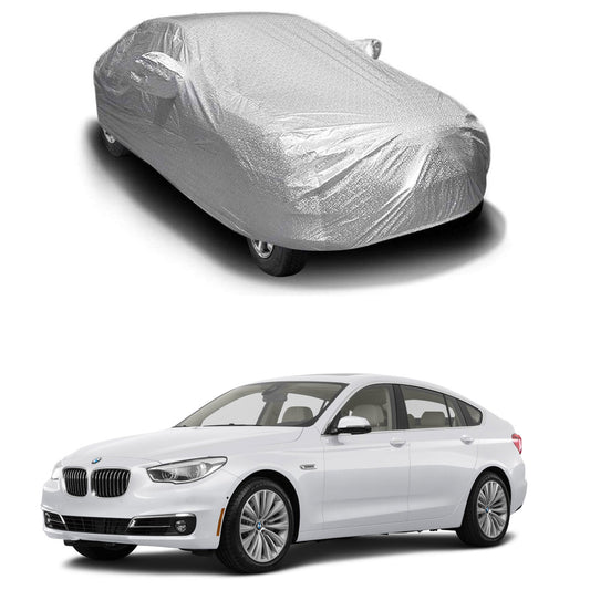 Oshotto Spyro Silver Anti Reflective, dustProof Silver and Water Proof Silver Car Body Cover with Mirror Pockets For BMW 5GT