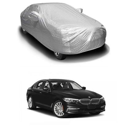 Oshotto Spyro Silver Anti Reflective, dustproof and Water Proof Car Body Cover with Mirror Pockets For BMW 5 Series