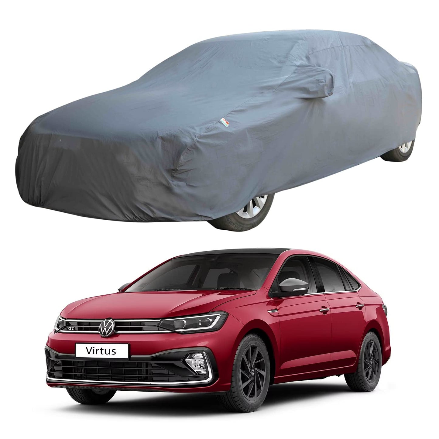 Oshotto Dark Grey 100% Anti Reflective, dustproof and Water Proof Car Body Cover with Mirror Pockets For Volkswagen Virtus