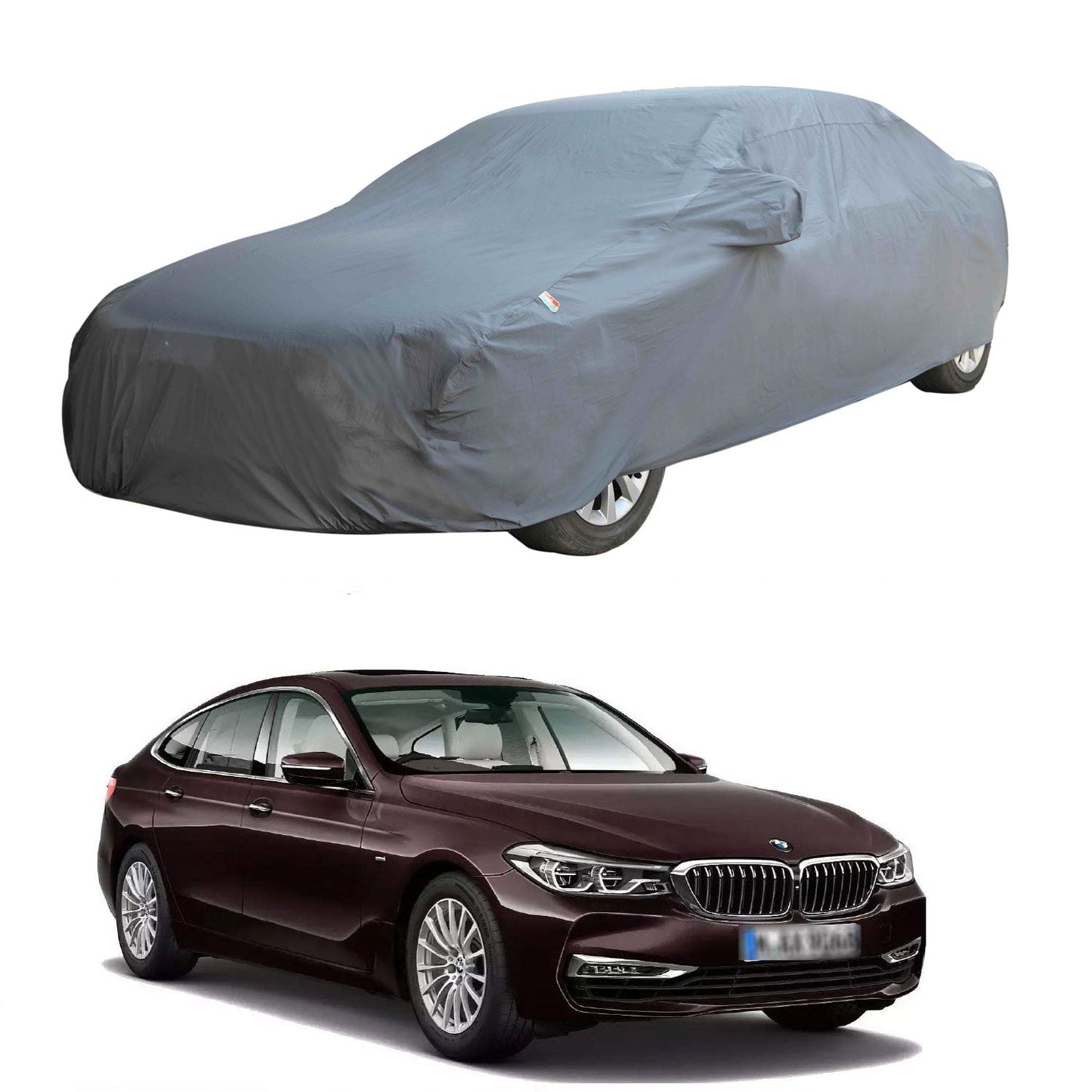 Oshotto Dark Grey 100% Anti Reflective, dustproof and Water Proof Car Body Cover with Mirror Pockets For BMW 6GT