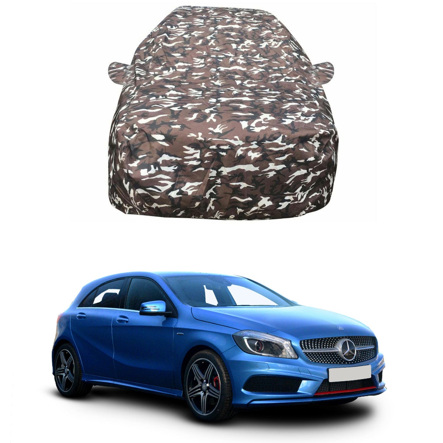 Oshotto Ranger Design Made of 100% Waterproof Fabric Multicolor Car Body Cover with Mirror Pockets For Mercedes-Benz A-Class A-180 (2015-2019)