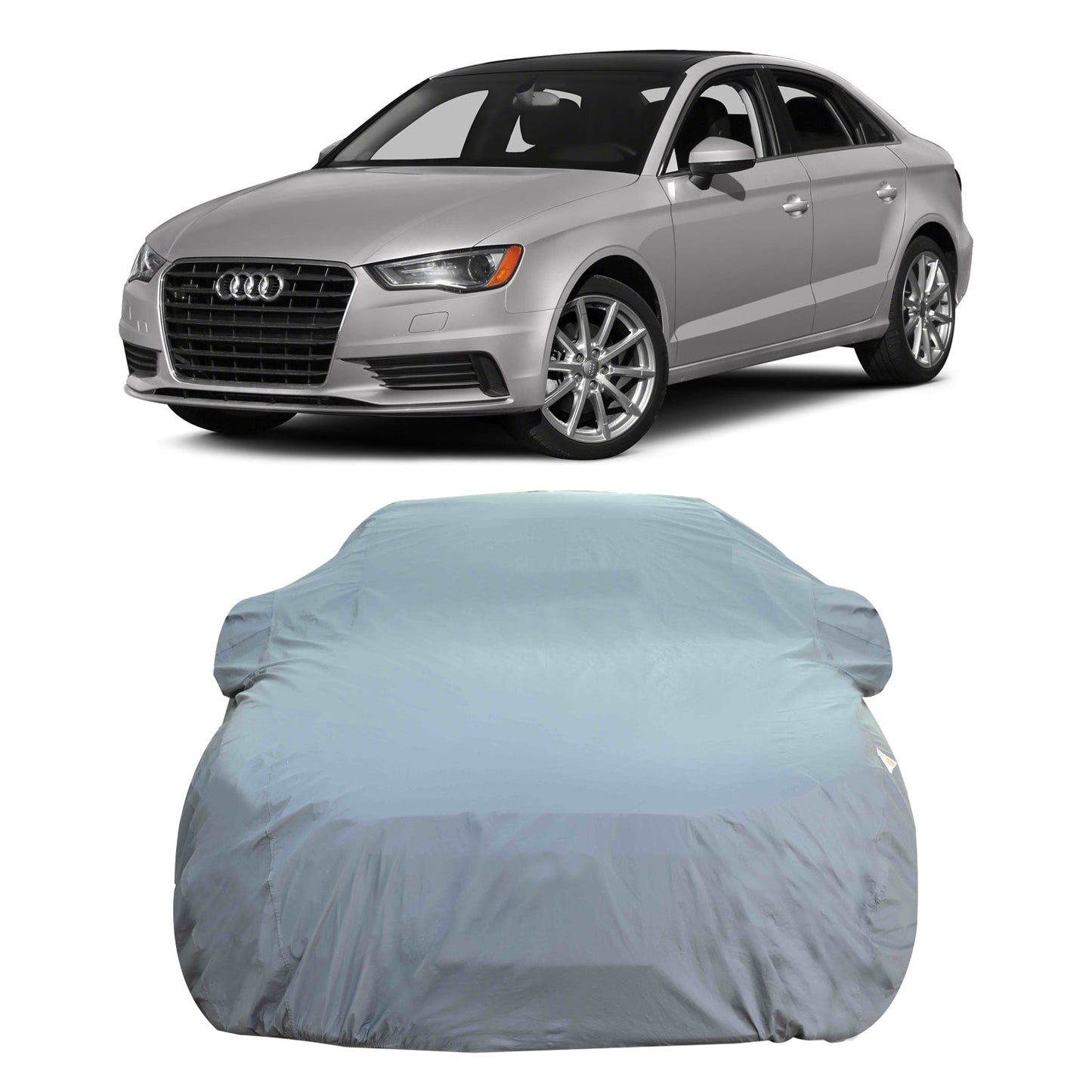 Oshotto Dark Grey 100% Anti Reflective, dustproof and Water Proof Car Body Cover with Mirror Pockets For Audi A3