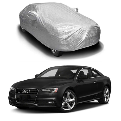 Oshotto Spyro Silver Anti Reflective, dustProof Silver and Water Proof Silver Car Body Cover with Mirror Pockets For Audi A5