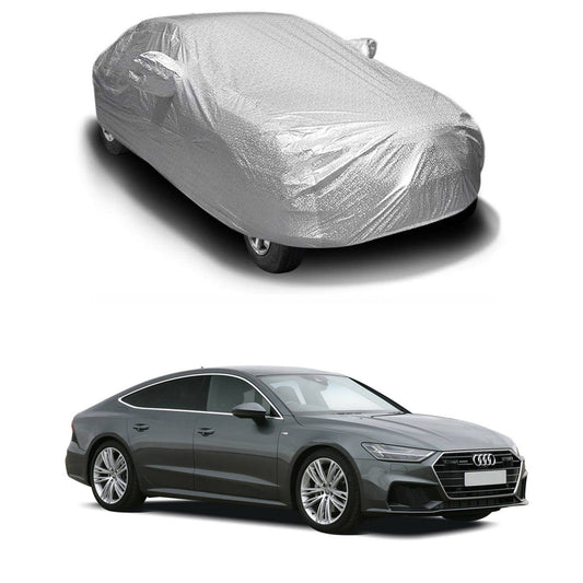 Oshotto Spyro Silver Anti Reflective, dustProof Silver and Water Proof Silver Car Body Cover with Mirror Pockets For Audi A7