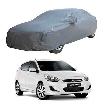 Oshotto Dark Grey 100% Anti Reflective, dustproof and Water Proof Car Body Cover with Mirror Pockets For Hyundai Accent